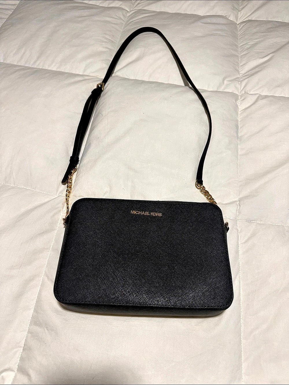 Michael Kors Jet Set Large Saffiano Leather Crossbody Bag, Black